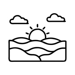 sunset over savanna icon, sunset over savanna line art - simple line art of sunset over savanna, perfect for sunset over savanna logos and icons and themed design
