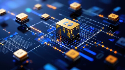 digital representation of machine learning pipeline showcasing data collection, processing, and analysis. vibrant colors and intricate design highlight technology complexity and innovation