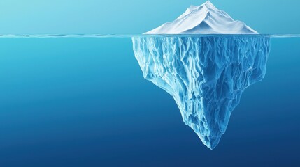 Obraz premium A stunning iceberg floats majestically in tranquil blue waters, showcasing its massive submerged structure beneath the surface.