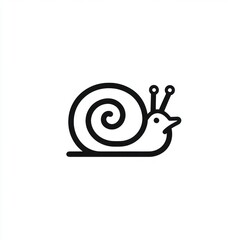 Snail illustration, simple line art, white background, nature icon, website design