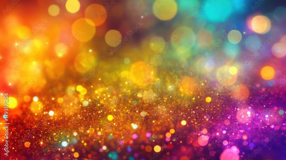 Poster vibrant bokeh background with colorful light orbs creating a festive and magical atmosphere for crea