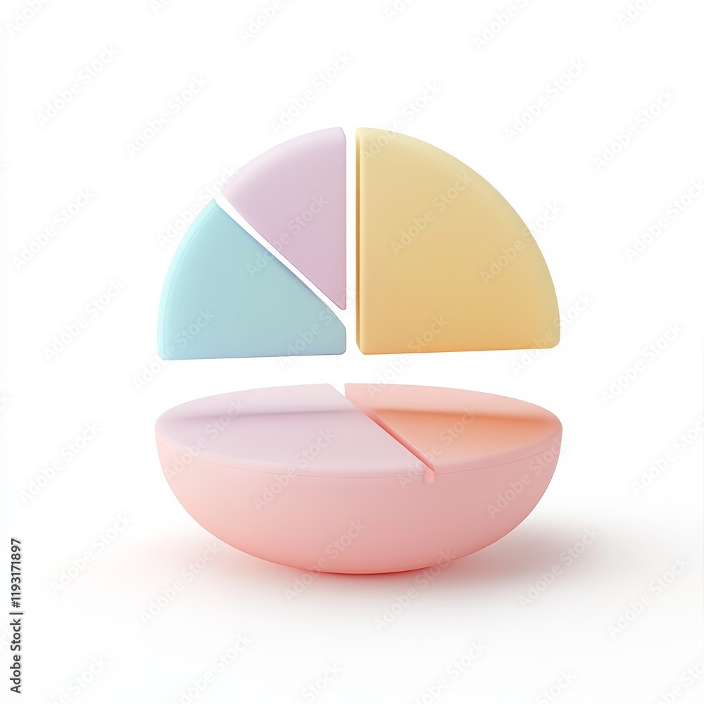 Poster colorful pie chart sections in modern style for data visualization