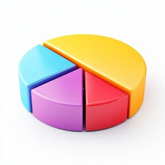 Obraz premium Colorful 3D Pie Chart on White Background for Data Presentation