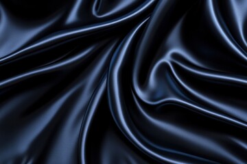 Obraz premium Elegant black satin fabric with smooth, flowing folds, perfect for fashion design or luxury product backgrounds.