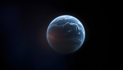 Planet in space - Sphere of nightly Earth planet in outer space, low-poly, with white tones