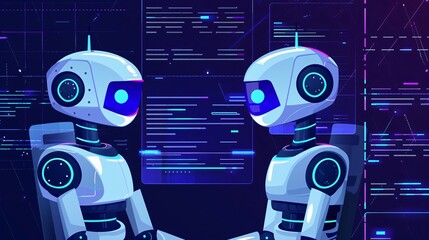 Smart AI Chat Bot Communicating with Human in Technology Industry