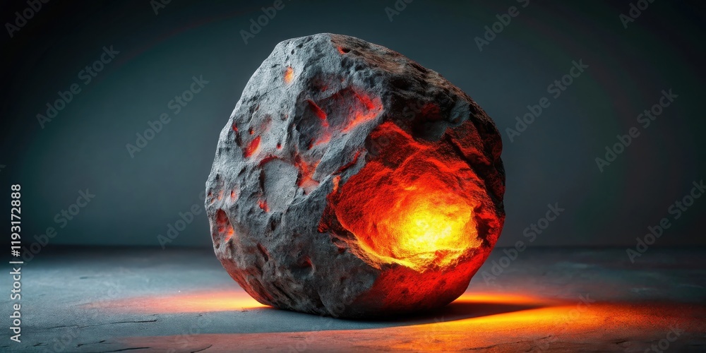 Poster glowing stone with internal illumination a dramatic composition of light and shadow