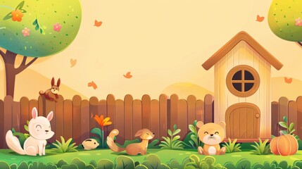 Rustic Wooden House and Animals with Fence on Table by Olive Wall