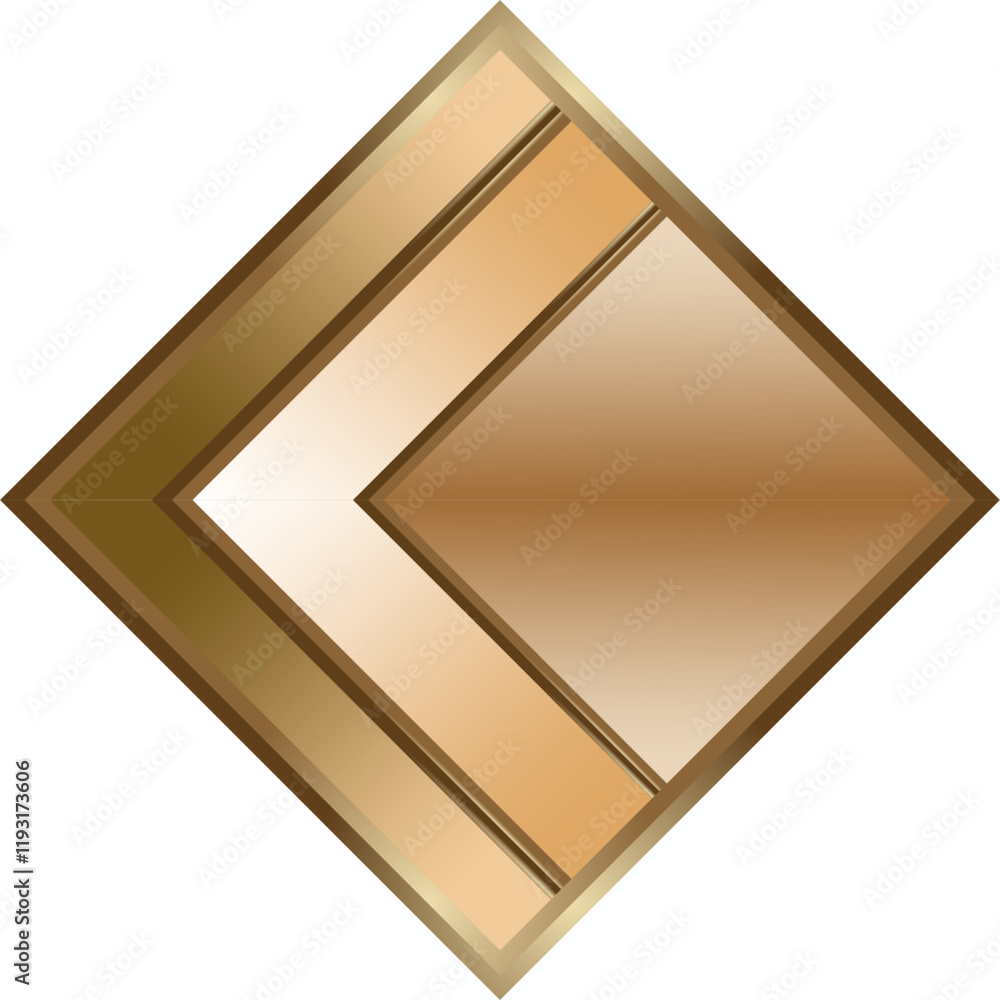 Poster composition of repeating geometric planes in the form of squares with gradations of brown and gold a