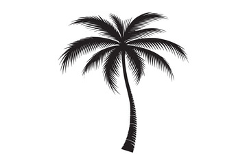Palm Tree silhouette vector illustration on a white background 