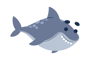 Cute shark underwater animal character