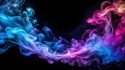 Abstract Swirling Blue and Purple Smoke Design for Background