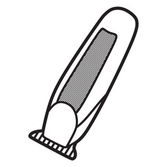 black and white line art vector image battery powered hair clipper left facing