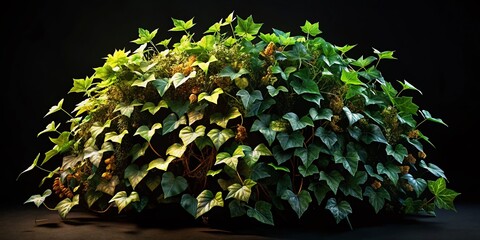 3D Rendered Ivy Plants Isolated on Black Background - Night Photography Stock Image
