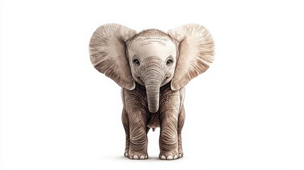 Obraz premium A cute baby elephant standing proudly, showcasing its unique characteristics and charm.