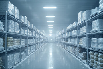 Cold storage warehouse with refrigerated racks