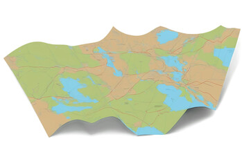 A folded map icon featuring visible creases, symbolizing navigation, travel, and exploration. Perfect for digital designs related to adventure, wayfinding, and geographic tools.PNG