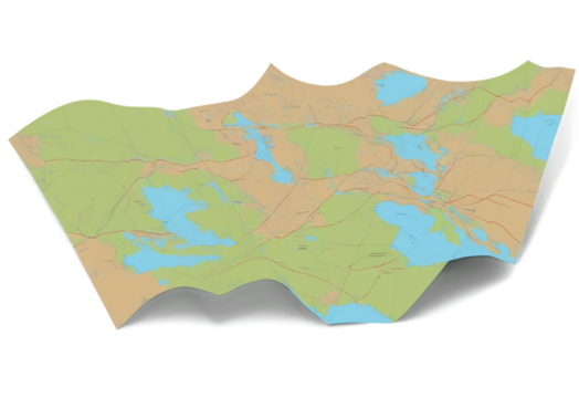 A folded map icon featuring visible creases, symbolizing navigation, travel, and exploration. Perfect for digital designs related to adventure, wayfinding, and geographic tools.PNG