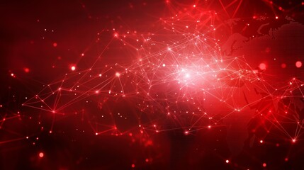 Global Network Connections: A Red Visualization of Worldwide Interconnectivity