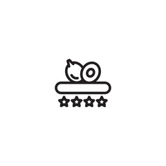 A fig and avocado slice icon on a platform with four stars. Represents high-quality fig products, top-rated ingredients, or excellent fig-related services. Simple line art design.
