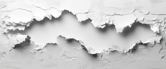 Obraz premium Torn white textured surface with a central gap revealing a brighter background.
