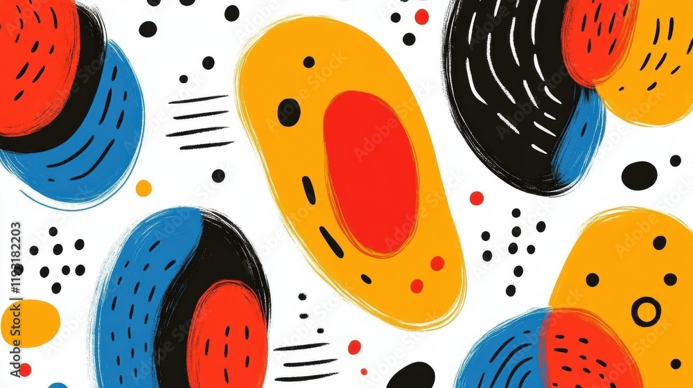 Poster vibrant abstract pattern with colorful shapes and lines creating a lively and artistic background de
