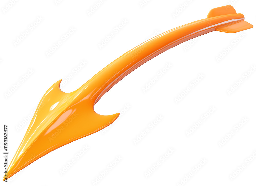 Aufkleber curved orange arrow with matte finish isolated on transparency background, showcasing sleek and dyna