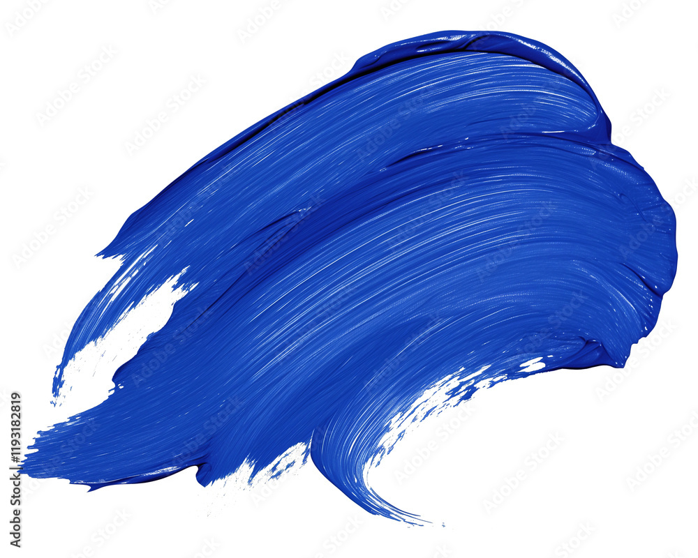 Aufkleber bold, vibrant cobalt blue brushstroke with visible texture and dynamic curves, evoking creativity an