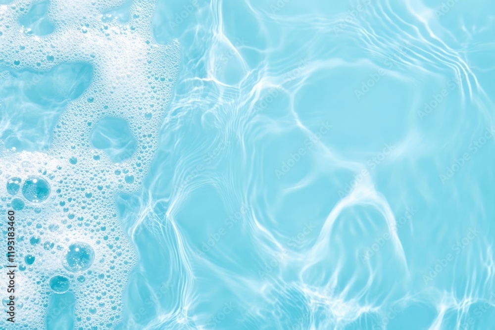 Poster close-up of shimmering water surface with bubbles, creating a calming and refreshing atmosphere. ide