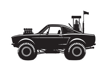 Off-road  stylized Jeep Adventure Car silhouette vector illustration isolated on a white background