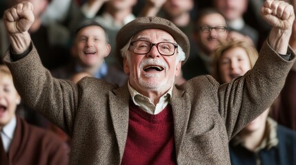 A bingo caller announcing numbers, with a crowd of focused players in front, each awaiting their turn to claim victory