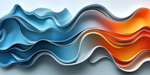 Fototapeta premium Abstract blue orange waves, flowing design, background texture, website banner