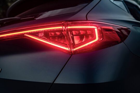 Activated LED tail light of the car