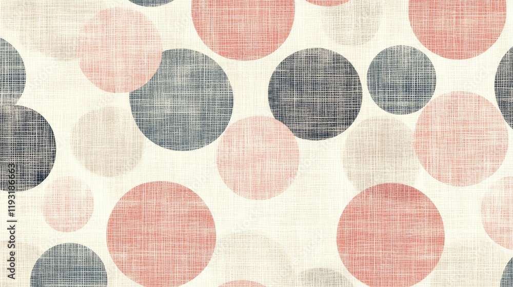 Poster a charming abstract pattern created with soft pastel-colored circles and squares, layered artistical