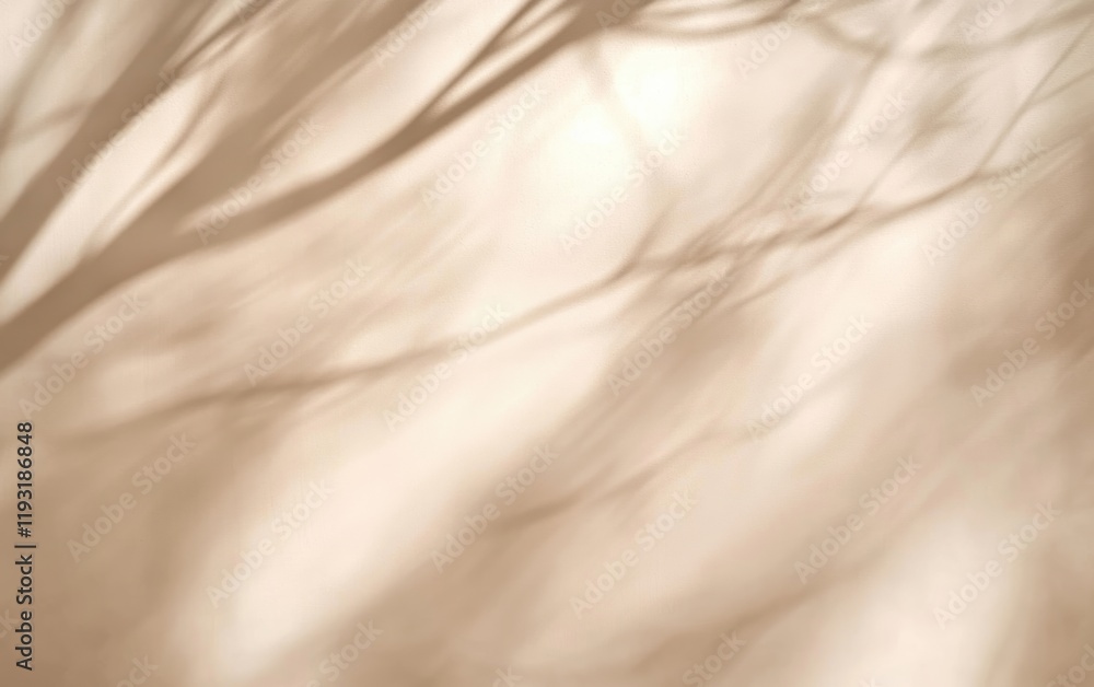 Poster soft shadows of trees cast on a gentle, light background creating an ethereal and serene atmosphere.
