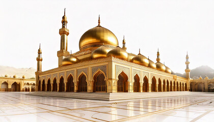 Fototapeta premium Golden Mosque architecture illustration isolated on white background, number 3