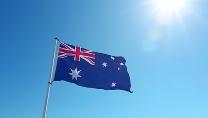 Australia flag waving against sky