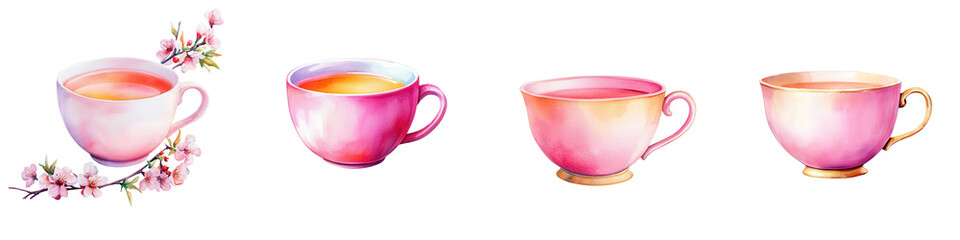 A Collection of Bright Luminous Earthenware Teacups in Soft Pastel Shades Perfect for Enjoying Tea in Elegance and Style, Ideal for Any Cozy Setting