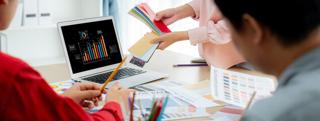 Business data dashboard provide business intelligence analytic for marketing strategy planning brisk with big data set to analyze customer demands and foreseeing business future