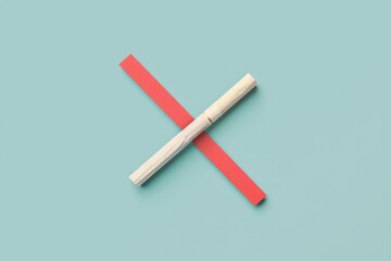 Obraz premium Minimalist crossed pens on pastel background