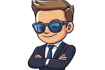 Smiling Young Businessman Cartoon Artwork