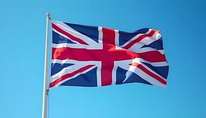 United Kingdom flag waving against sky