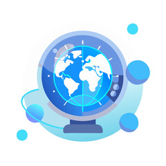Digital globe with network nodes and time zones