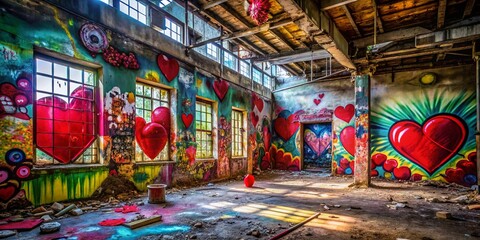 Abandoned Building Graffiti Art: Urban Exploration Photography