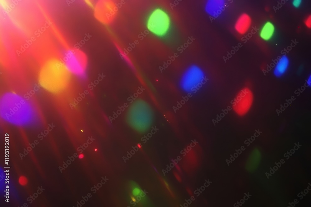 Poster vibrant light rays in various colors create a stunning bokeh effect on a dark background. perfect fo