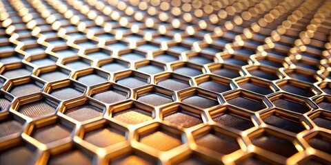Fototapeta premium Abstract Golden Hexagonal Grid Pattern Modern Geometric Background