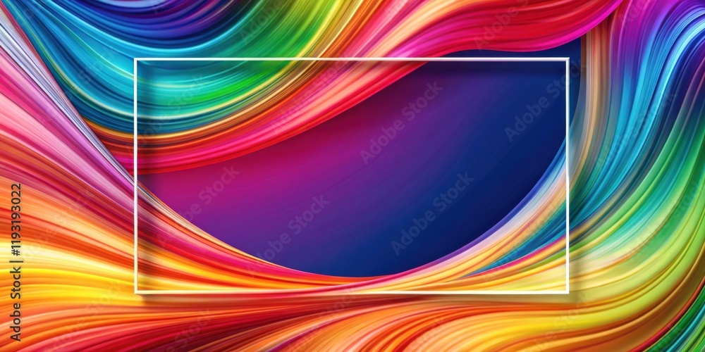 Aufkleber abstract vibrant swirls with a central empty frame for text or design elements