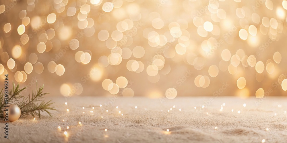 Aufkleber festive golden bokeh background with sparkling lights and ornament
