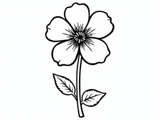 Elegant Black and White Line Art Flower Illustration Simple Floral Design Botanical Drawing