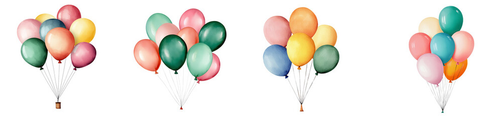 Softly Floating Balloons in Mixed Hues Gently Rising Against a Light Background, Creating a Dreamy and Cheerful Atmosphere for Celebrations and Events